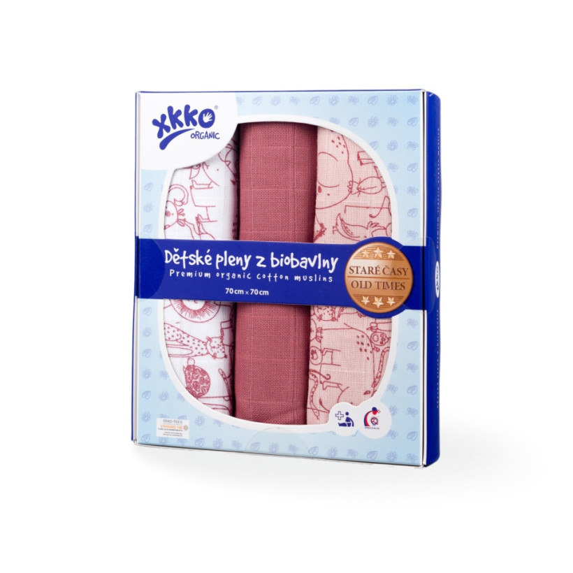 Látkové pleny XKKO ORGANIC, safari růžové