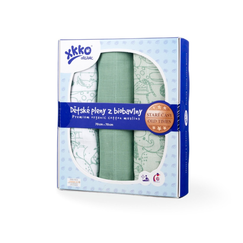 Látkové pleny XKKO ORGANIC, safari zelené