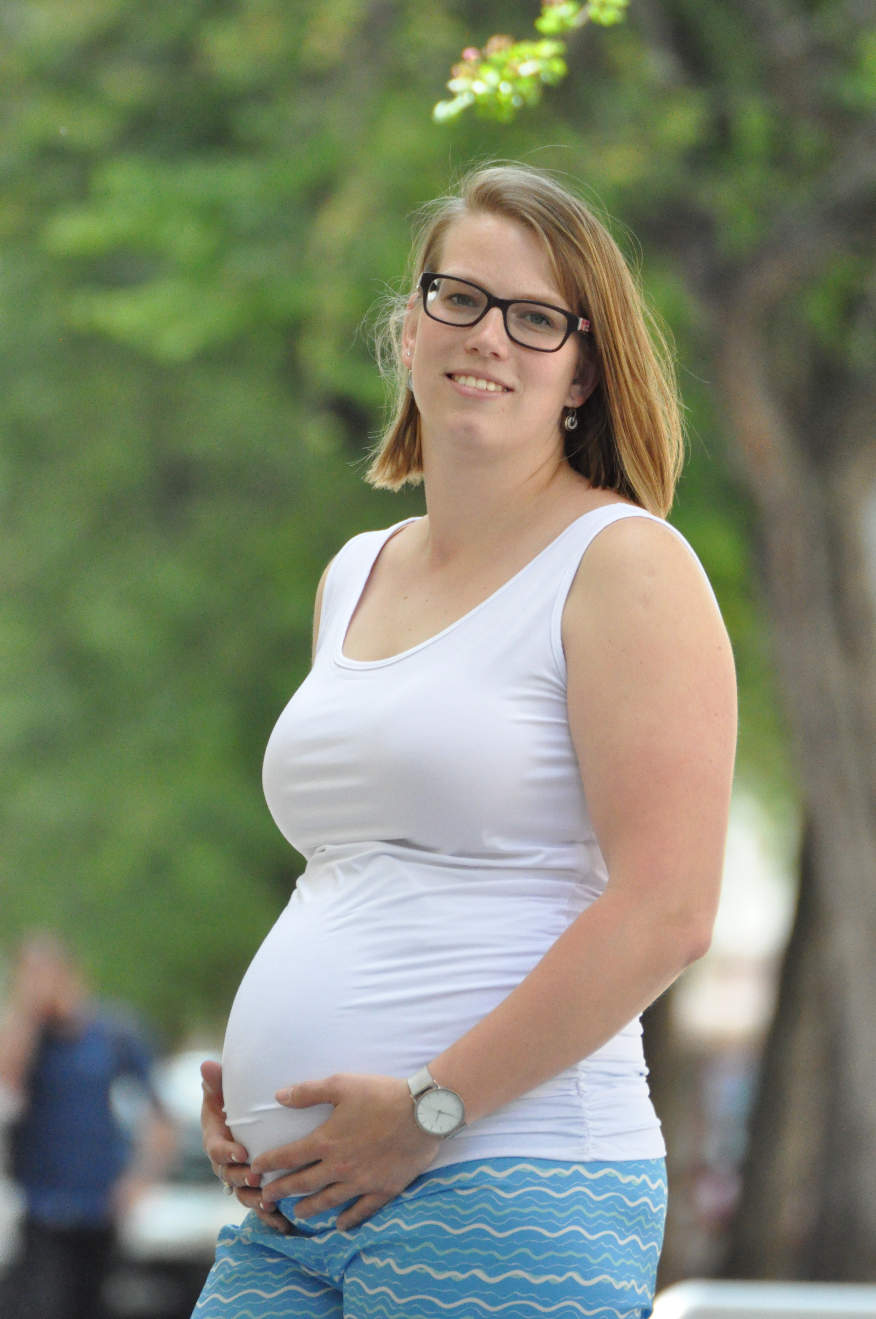 Těhotenské 3/4 kalhoty SILK BLUE