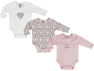 Set 3 ks kojenecké body - SRDÍČKA